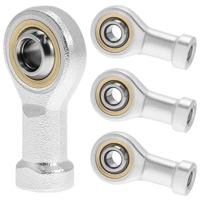 Afbeelding van QWORK® 4 stuks 6mm kogelgewricht lager, M6 x 1.0 metrische binnendraad, rechtse schroefdraad, zelfsmerend voor sferische glijstanguiteinden