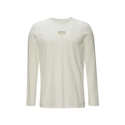 Afbeelding van s.Oliver LOGO MIT Rollkante UND Struktur Longsleeve, Heren, Maat: Large, Weiß