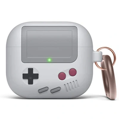 Afbeelding van elago AW5 Hoesje Compatibel met AirPods 3 Hoesje, klassieke Game Player Console Design Case sleutelhanger, ondersteuning voor draadloos opladen (Grijs)