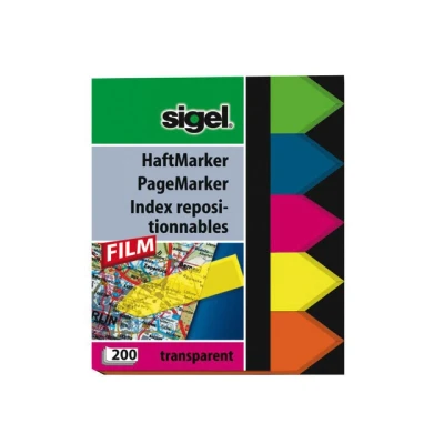 Afbeelding van 10x Indexeringsstrookjes Sigel Film 60x45 pijl 5 kleurig 200 vel