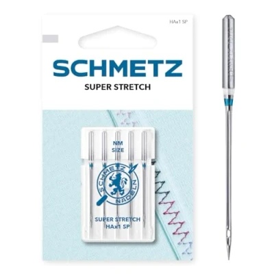 Afbeelding van SCHMETZ naalden voor naaimachines 5 super stretch HAx1 SP naalddikte x 65/9 het werken aan elastische stoffen met dikkere naaigaren