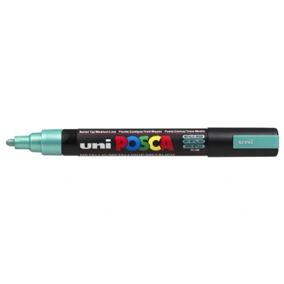 Afbeelding van 12x Uni ball Paint Marker op waterbasis Posca PC 5M groen metaal