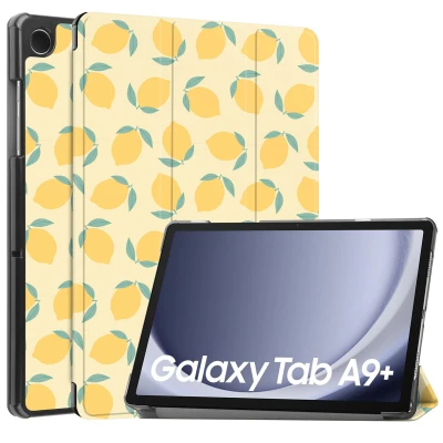 Afbeelding van Samsung Galaxy Tab A9 Plus Hoes: imoshion Design Trifold Bookcase Citrus Dream Kunstleder Tablet Hoezen