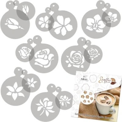 Afbeelding van NAKLEO 14 stuks Koffie en Koekjes Versieren Sjablonen Decoratie Herbruikbare Platic Kunststof 7x7cm 11x11cm Bloemen Roos Tulp Art Craft DIY Koekje Biscuit Taart Gebak Glazuur Keuken