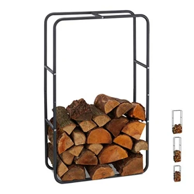 Afbeelding van relaxdays Brandhout rek haardhout opslag binnen buiten metaal 100 x 60 25 cm