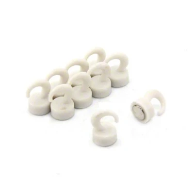 Afbeelding van First4magneten F4MK12 10 witte magnetische kunststof mini haak 1 kg aantrekkingskracht (12 mm diameter x 20 groot) (1 st verpakking), stuks