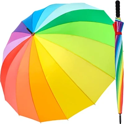 Afbeelding van iX brella Paraplu xxl Regenboog 129 cm Glasvezel, licht, kleurrijk, groot, softgrip, cm, golfparaplu