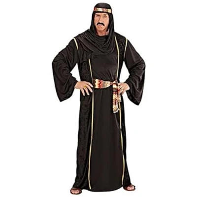 Afbeelding van Widmann 1001 Nacht &amp; Arabisch Midden Oosten Kostuum Zeer Rijke Olie Sjeik Man Zwart Small Carnavalskleding Verkleedkleding