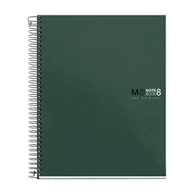 Afbeelding van Miquelrius Notitieboek The Original, 8 gekleurde strepen, A5, 200 vellen gelinieerd, 7 mm papier, 70 g 2 boren, ondoorzichtig, polypropyleen omslag, groen