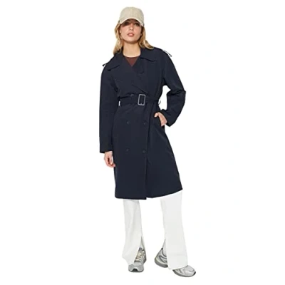 Afbeelding van Trenchcoat Bruin Double breasted, Donkerblauw, 68