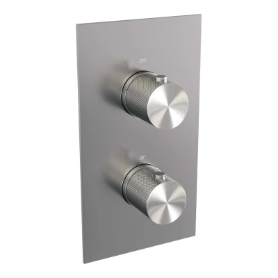 Afbeelding van Brauer Brushed carving inbouwthermostaat inbouwdeel 2 knoppen PVD geborsteld RVS
