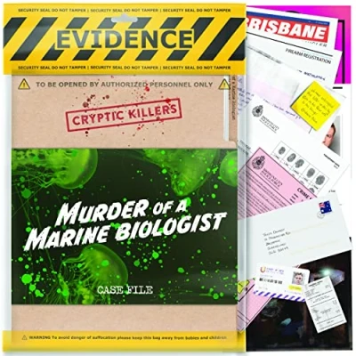 Afbeelding van Onopgelost moordmysteriespel Cold Case Files Investigation CRYPTIC KILLERS Detective aanwijzingen/bewijs Los de misdaad op individuen, date avonden en feestgroepen &quot;Moord een mariene bioloog&quot;