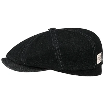 Afbeelding van Stetson Hatteras Robust Denim Pet Heren katoenen cap met voering klep voor Zomer/Winter XL (60 61 cm) zwart