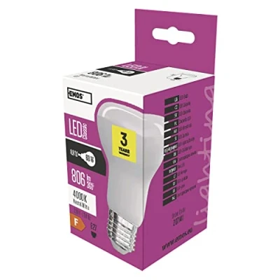 Afbeelding van EMOS LED lamp CLASSIC R63 / A 10 W/vervangt 60 W gloeilamp E27 fitting/lichtopbrengst 806 lumen/neutraal wit 4100 Kelvin 30000 uur levensduur, glas, transparant, 6,3 x cm