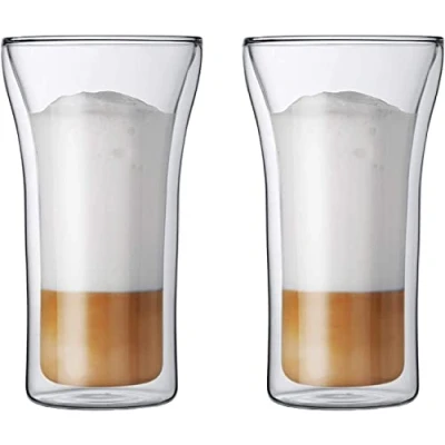 Afbeelding van BODUM 4547 10 ASSAM Koffieglasset (dubbelwandig, vaatwasmachinebestendig, 0,4 l/14 oz) Pack van 2, transparant