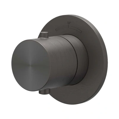 Afbeelding van IVY Concord afbouwdeel inbouwthermostaat symmetry RVS 316 Geborsteld carbon Black PVD