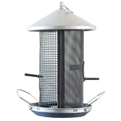 Afbeelding van Windhager vogelvoersilo Happy Bird, vogelvoerdispenser voerstation, weerbestendig, van metaal, zwart/zilver, 06999