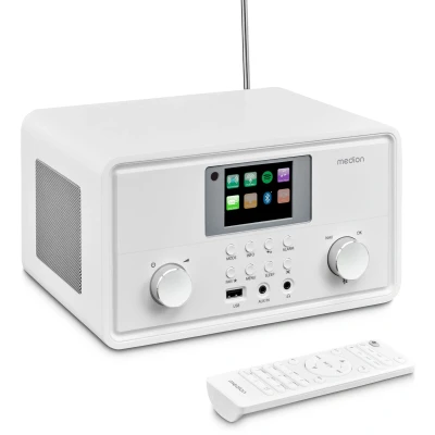 Afbeelding van Medion Internet radio (P85027) Bluetooth Speaker met Wifi en DAB+ FM Spotify Connect USB AUX Wekkerradio Slaaptimer Wit