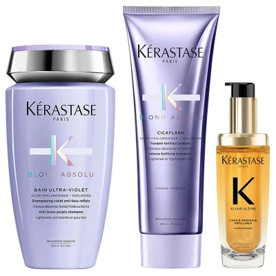 Afbeelding van Kérastase Blond Absolu Shampoo + Conditioner Elixir Ultime L&#039;Huile Originale Haarolie Voordeelset Haar