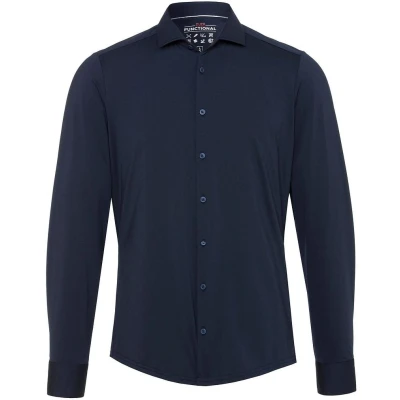 Afbeelding van Pure Overhemd Functional Donkerblauw maat 38 Heren Effen met Slim fit Pasvorm Stretch