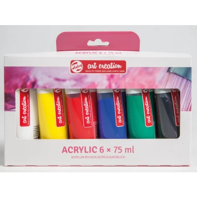 Afbeelding van Talens Art Creation Acrylverf Tube Van 75 Ml, Set 6 Tubes In Geassorteerde Kleuren
