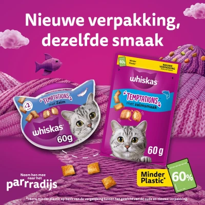 Afbeelding van Whiskas Snack Temptations Zalm 60 GR (8 stuks)