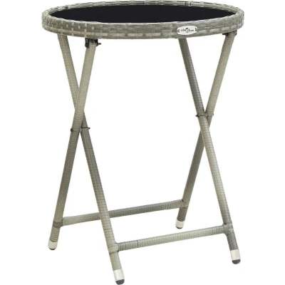 Afbeelding van Theetafel 60 cm poly rattan en gehard glas grijs