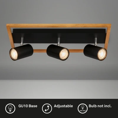 Afbeelding van BRILONER Plafondlamp 2138035 Draaibaar GU10 fitting Houttoepassing Zonder gloeilamp 43 x 20 12,5 cm Zwart