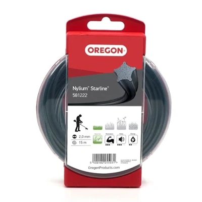 Afbeelding van Oregon Nylium Stervormig Maaidraad voor Grastrimmers en Bosmaaiers, Vijf Snijkanten Schone Afwerking, Hoogwaardig Heavy Duty Nylon, Past Op Benzine Grastrimmers, 2mm 15m (‎581222)