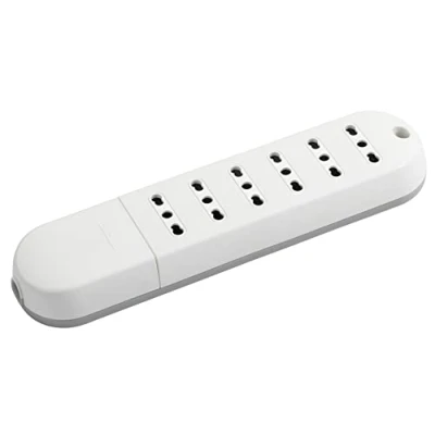 Afbeelding van BTICINO stekkerdoos Slim 6 stopcontacten bypass 10/16 A, meervoudige zonder kabel, tweewaardige compatibel met alle Italiaanse stekkers, ruimtebesparend, robuust en veilig,