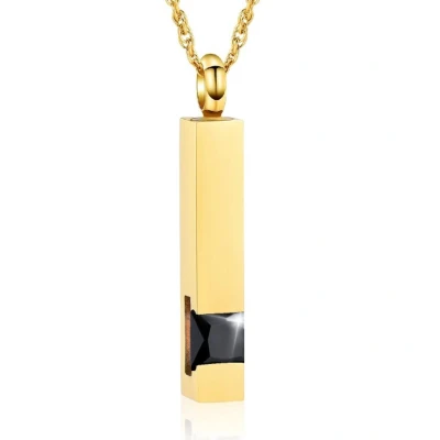 Afbeelding van Luxe Ashanger Met Ketting Assieraad Goudkleurig Zwarte Steen As Gedenksieraad Urn Incl. vuller