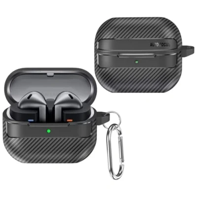 Afbeelding van YKNIUFLY Bluetooth hoofdtelefoon, compatibel met Samsung Galaxy Buds 3/Buds 3 Pro, zachte TPU, 360 bescherming rondom, Pro (zwart)