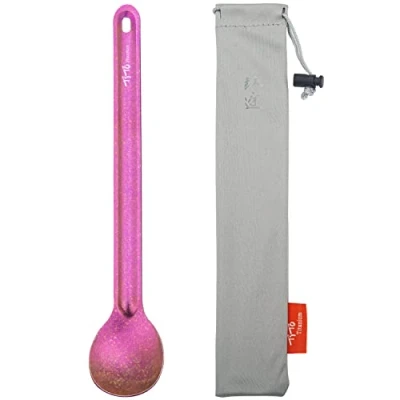 Afbeelding van TITO Titanium Lange Handvat Voor Spork Outdoor Ultralight Portabale legering lepel Flatware Met Camping Backpacking (Bright Rose Lepel)