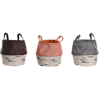 Afbeelding van Wasmand DKD Home Decor Grijs Oranje 28 x 30 cm (3 Stuks)