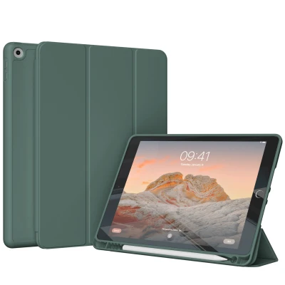 Afbeelding van Apple iPad 5 (2017) 9.7 inch Hoes: Accezz Smart Silicone Bookcase Donkergroen Kunstleder Tablet Hoezen