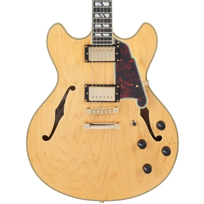 Afbeelding van D&quot;;Angelico Deluxe DC Stopbar Satin Honey semi akoestische gitaar met koffer