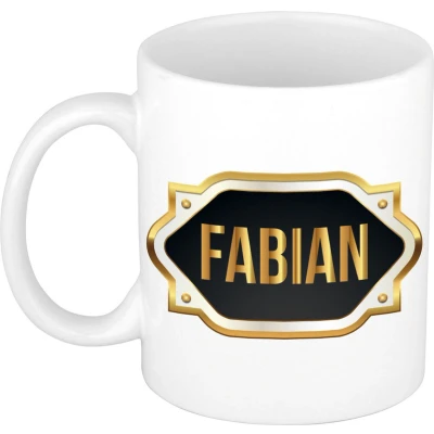 Afbeelding van Fabian Naam / voornaam kado beker mok met embleem mokken