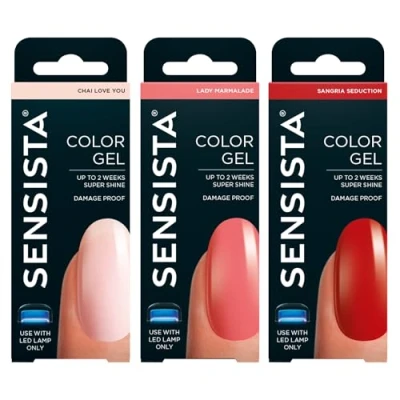 Afbeelding van Sensista Rouge Romance Set Color Gel Gellak Voordeelset Roze Rood nagellak voor LED lamp 3 stuks