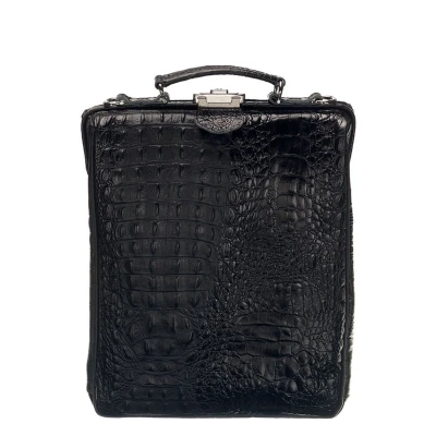 Afbeelding van Mutsaers On The Bag Leather backpack zwart croco Laptoptas Leren tas