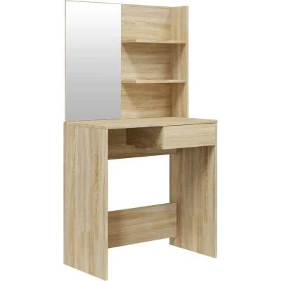 Afbeelding van Make up tafel Met Spiegel 74,5X40X141 Cm Gerookt Eikenkleurig Sonoma eiken