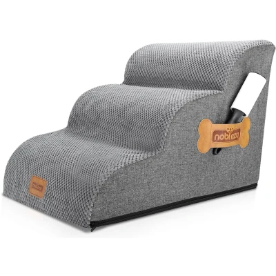 Afbeelding van Nobleza Hondentrapje voor Honden 33D materiaal Hondentrap opstapje 3 treden 40 x 57 extra stevig en comfortabel Grijs