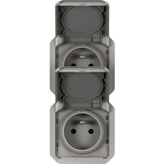 Afbeelding van Legrand plexo 2v contactdoos pa 2p a voorbedraad verticaal ip55 ik08 grijs 069563l