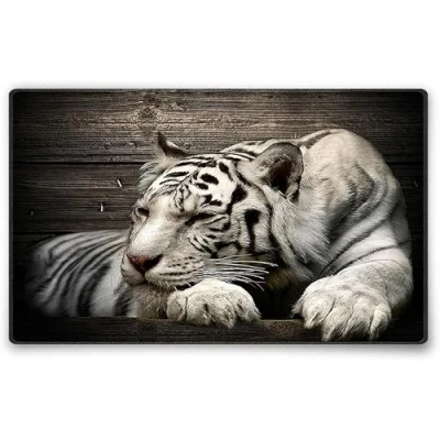 Afbeelding van Silent Monsters Muismat Grootte S (24 x 20 cm), Mouse Pad Design: Witte Tijger, Genaaide Rand, voor Bureau en Gaming, Mousepad Antislip rubberen basis
