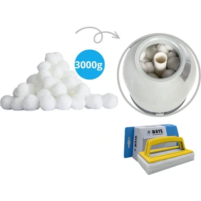 Afbeelding van Flowclear Polysphere Filterbollen 3000 gram &amp; WAYS scrubborstel