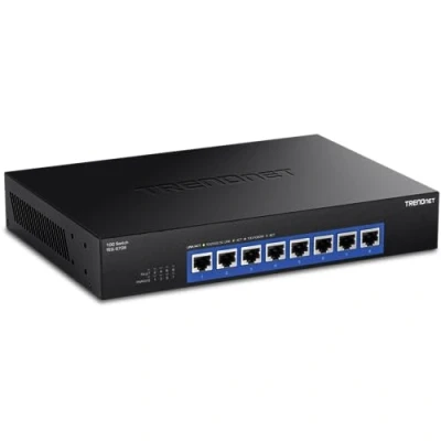 Afbeelding van TRENDnet 8 poorts 10G schakelaar, x RJ 45 poorten, 160Gbps schakelcapaciteit Rack monteerbaar, 10 Gigabit netwerkverbindingen, levenslange bescherming, zwart, TEG S708