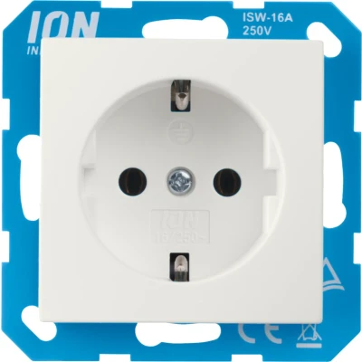 Afbeelding van ION industries stopcontact met randaarde en kinderbeveiliging E1 alpin wit glanzend (10.302.214) wandcontactdoos