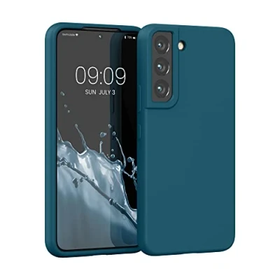 Afbeelding van kwmobile telefoonhoesje geschikt voor Samsung Galaxy S22 Hoesje met siliconen coating Smartphone case in mat petrol