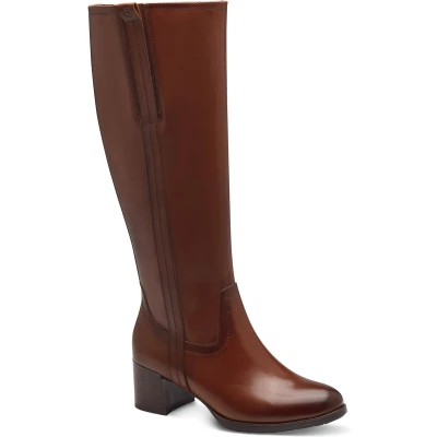 Afbeelding van Tamaris Comfort Hoge dameslaarzen met hak en ritssluiting, elegant, cognac, 37 EU