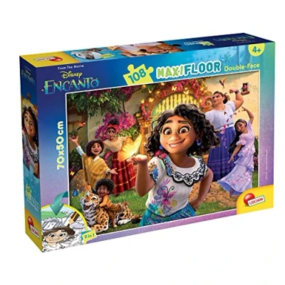 Afbeelding van LISCIANI Disney Puzzle DF Maxi Floor 108 Betovering Veelkleurig Delige Puzzel met Dubbele Functie Kleurplaat aan Achterzijde Voor Kinderen van 4 Jaar en Ouder Gemaakt in Italië