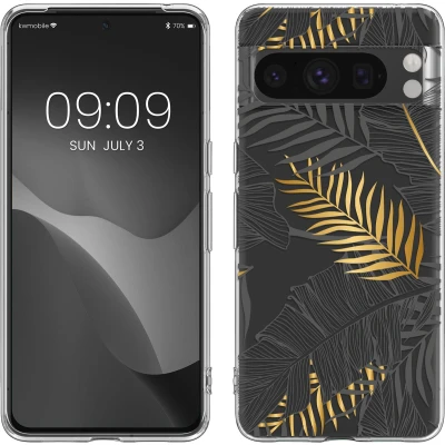 Afbeelding van kwmobile telefoonhoesje geschikt voor Google Pixel 8 Pro Hoesje smartphone in geel / grijs transparant Jungle design